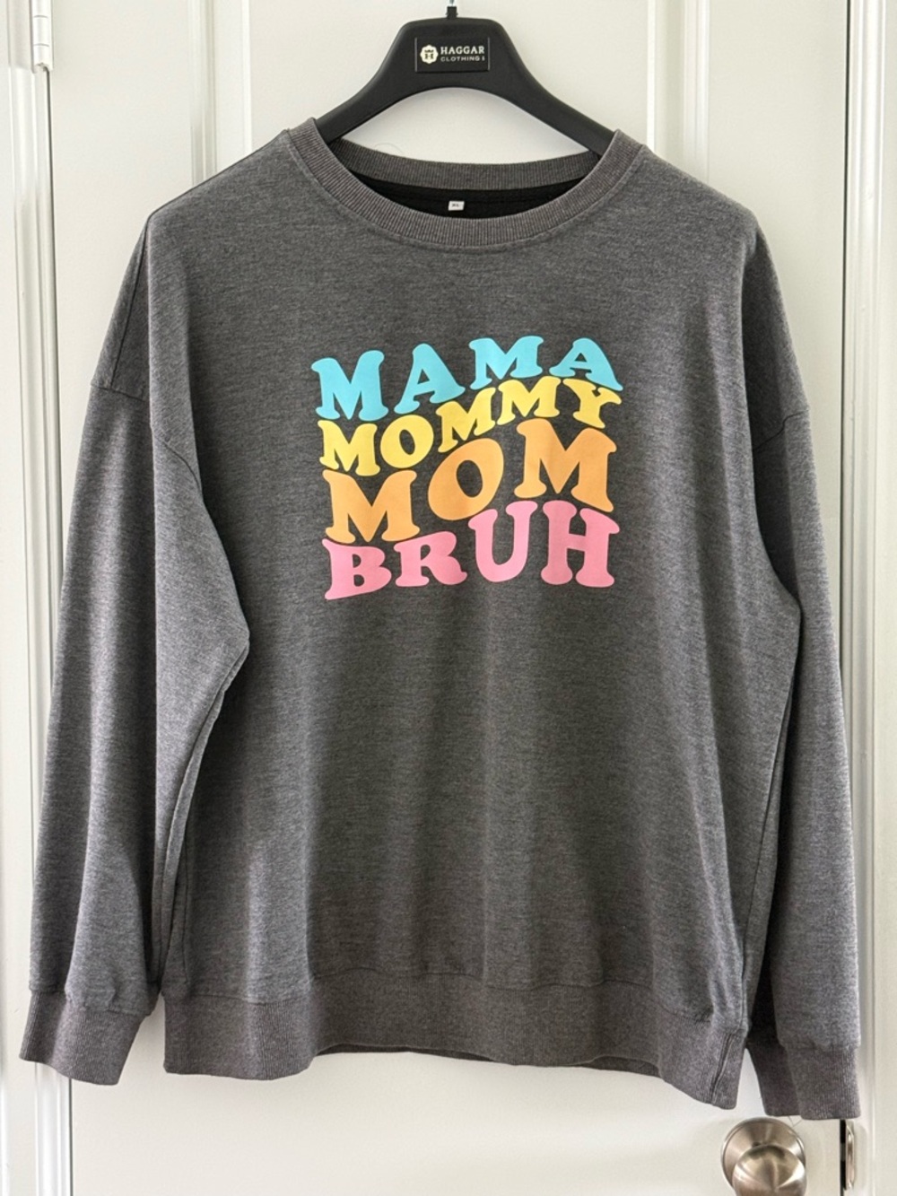 Mama Mommy Mom Bruh Graphic Sweatshirt Gray XL Polyester Blend